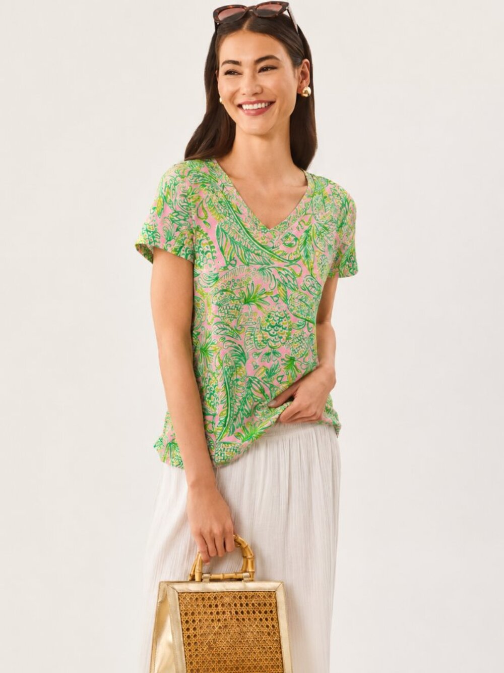 LILLY PULITZER Etta V-neck and Mandevilla Baby Fins and Flippers shirt NWT